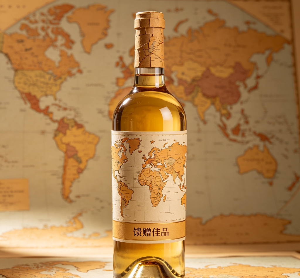 Collaged Map Wine Bottle for a Gift