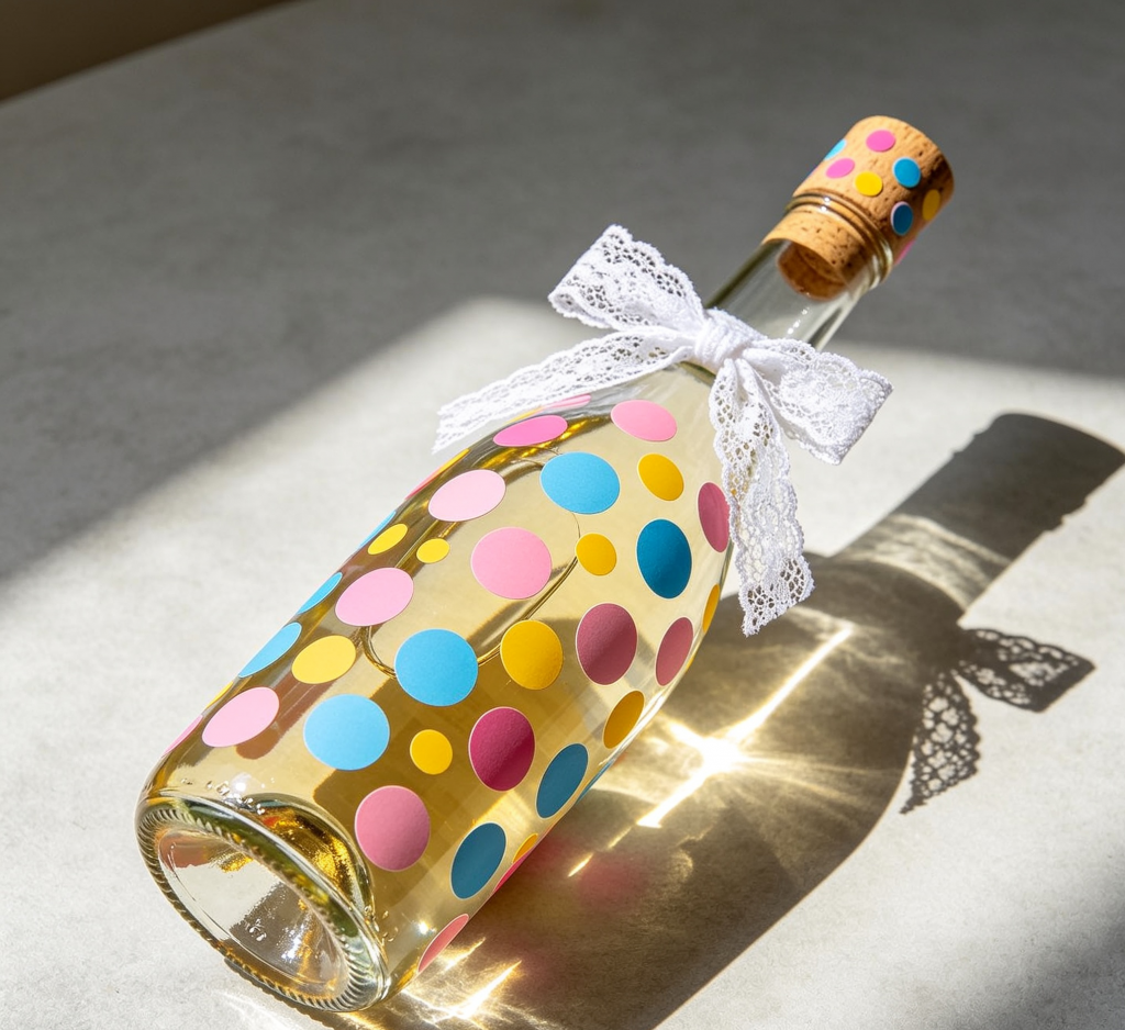 Cute DIY Polka Dot Wine Bottle Vases