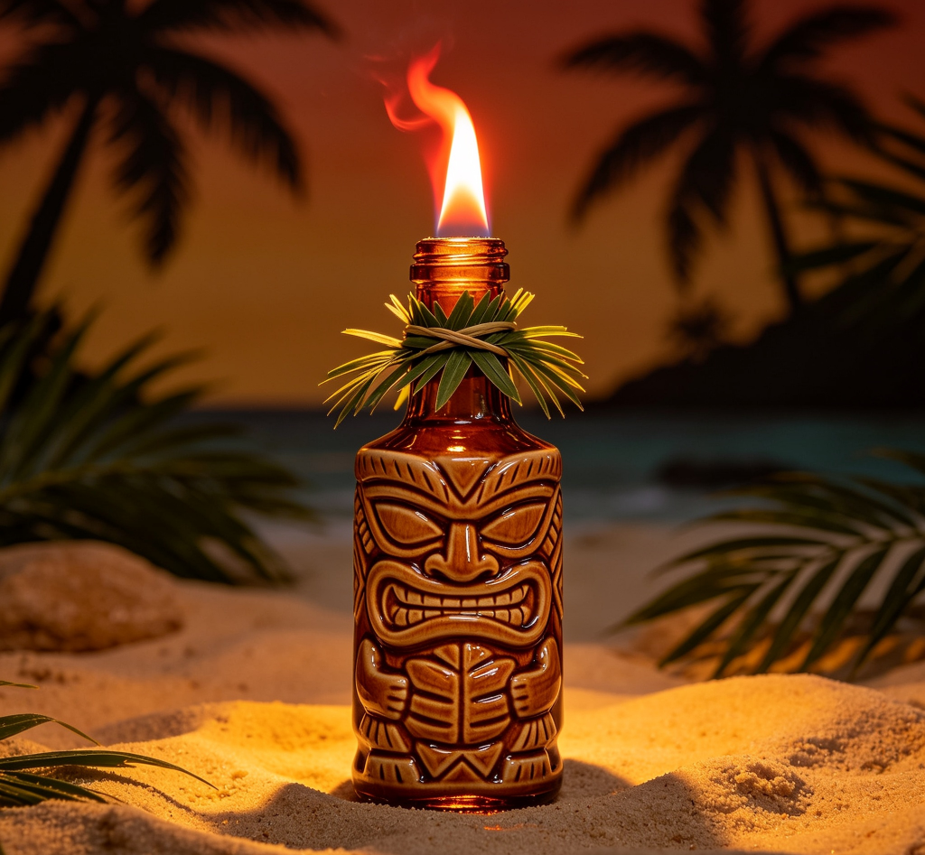 Small Fancy Wine Bottle Tiki Torch