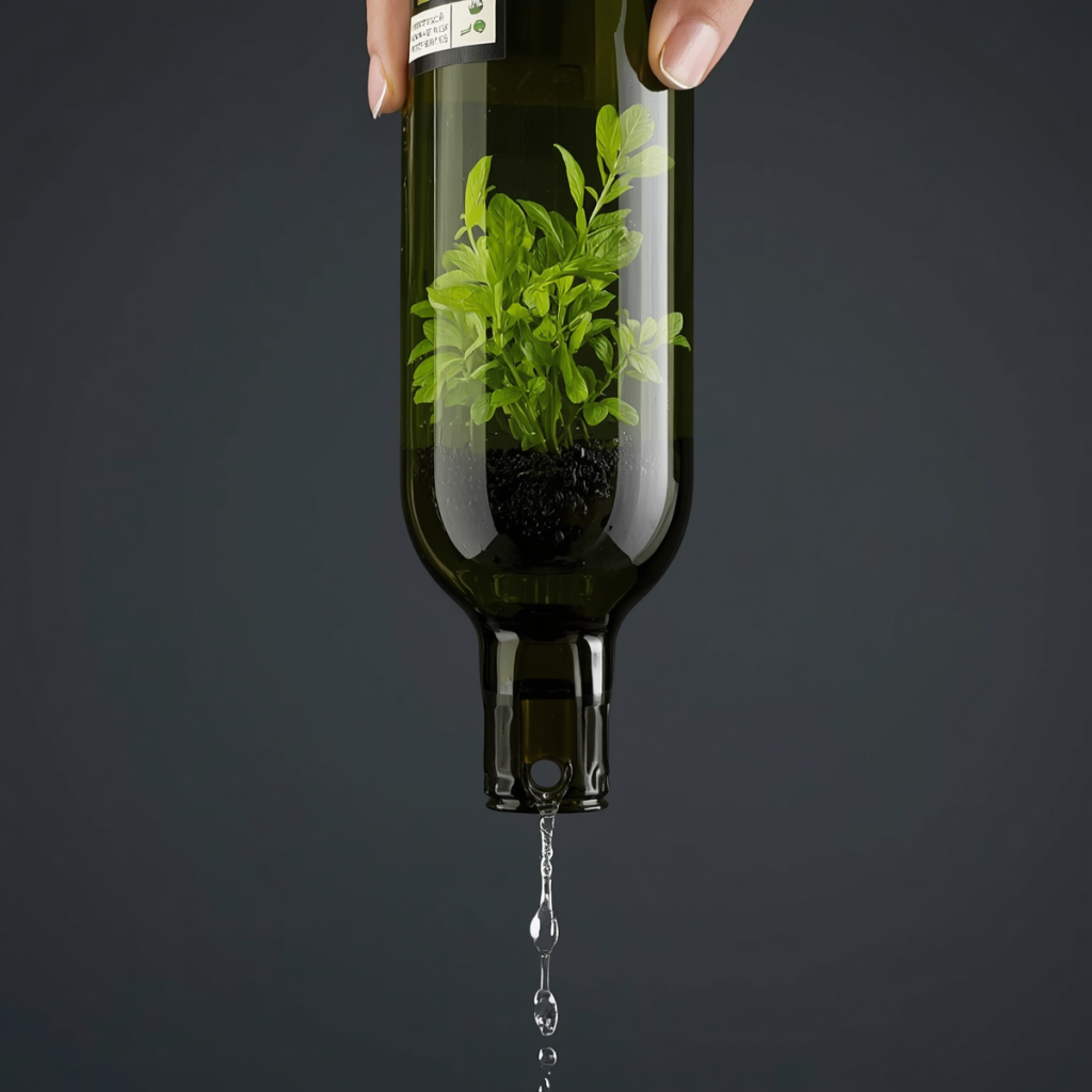 self watering glass planter 