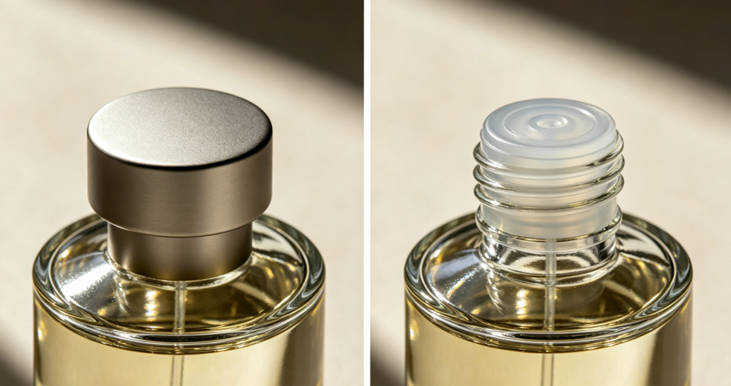 Screw cap vs sealed cap perfume bottle comparison